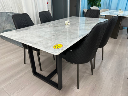 (614) Real Marble Dining Table w/ T Shape Leg