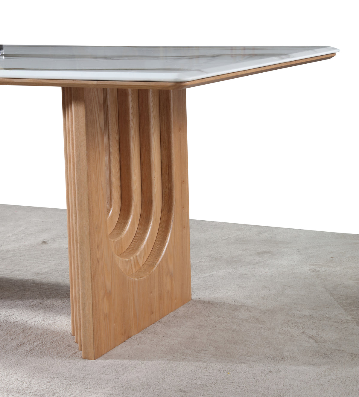 Real White Marble Dining Table w/ Wood Leg