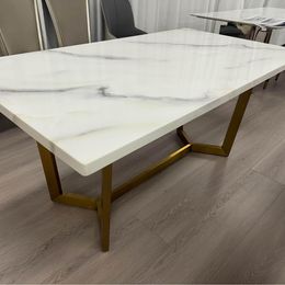 Natural White Real Marble Dining Table