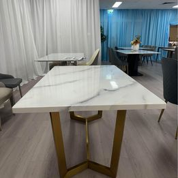 Natural White Real Marble Dining Table