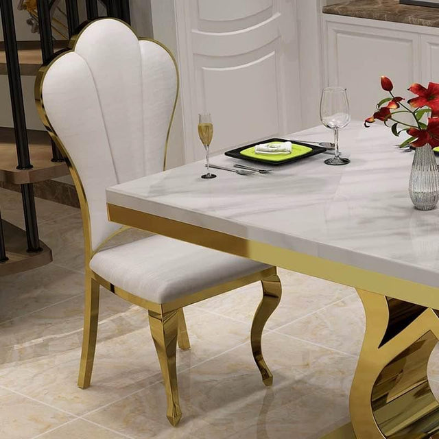 Luxury Marble Dining Table Stainless Steel Gold Leg Frame