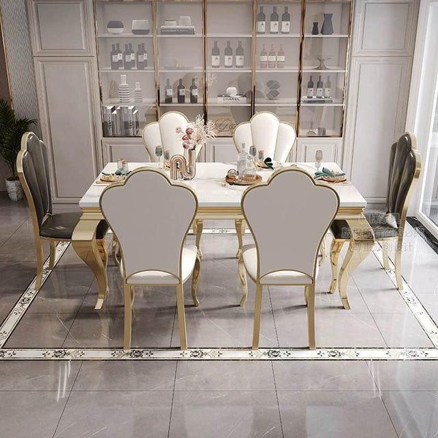 Luxury Marble Dining Table Stainless Steel Gold Leg Frame