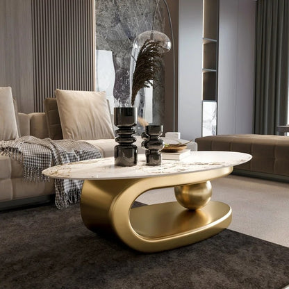 (713) Artificial Marble Oval/Round Coffee Table