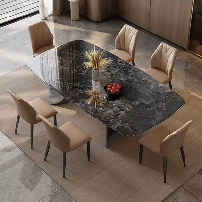 Real Marble Dining Table w/ Black&Gold V Shape Leg