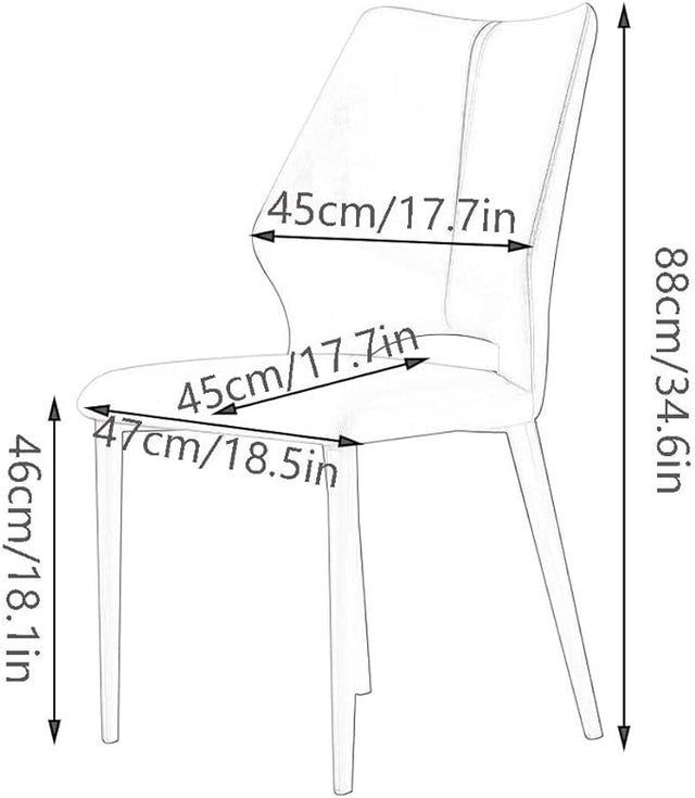 Modern Leather Dining Chairs with Metal Legs Padded Side Chair Comfortable Back