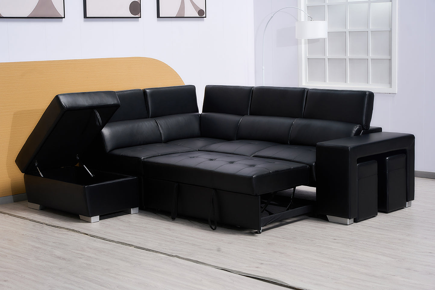 PU leather bed sofa