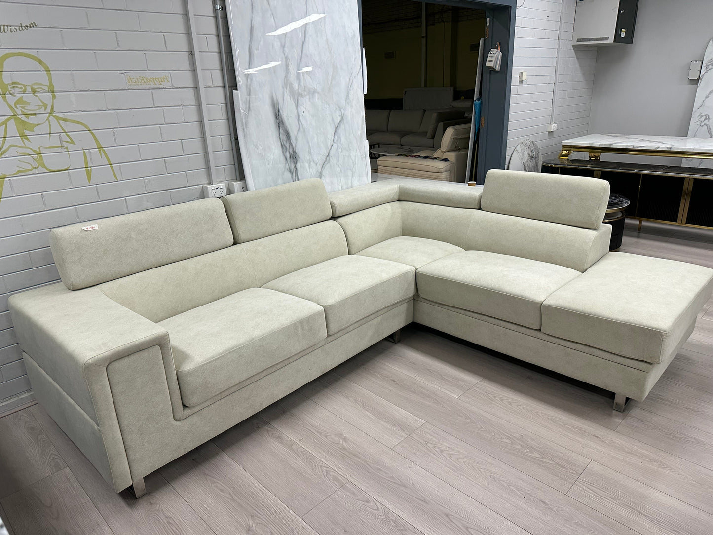 L-Shaped Velvet sofa