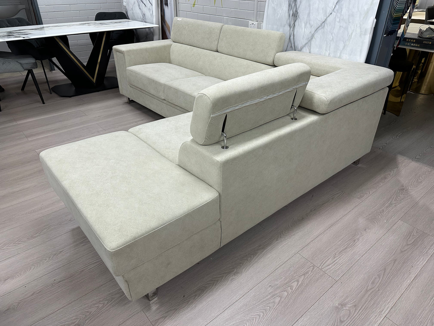 L-Shaped Velvet sofa