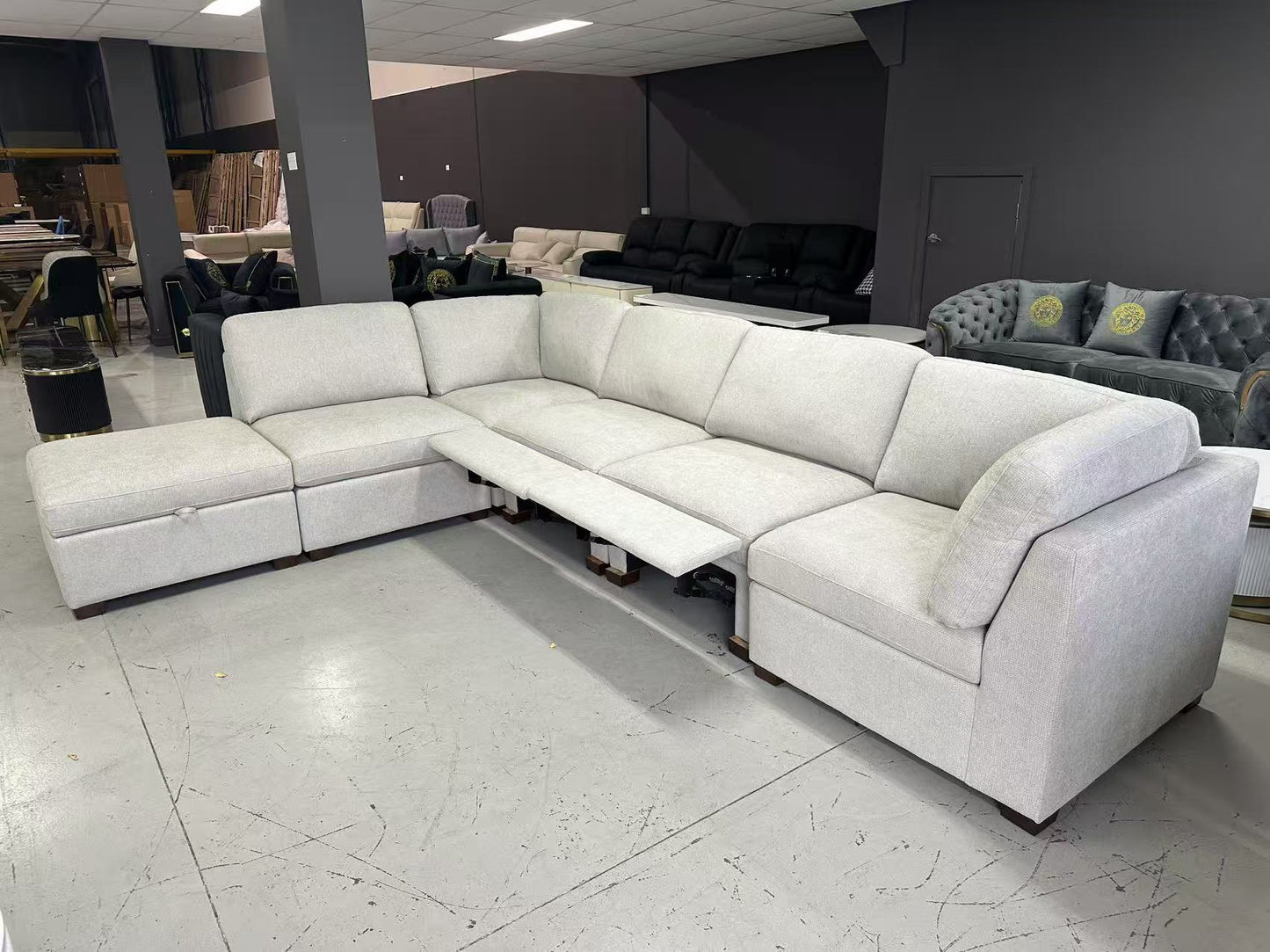 L-Shaped Electric Recliner Velvet Sofa