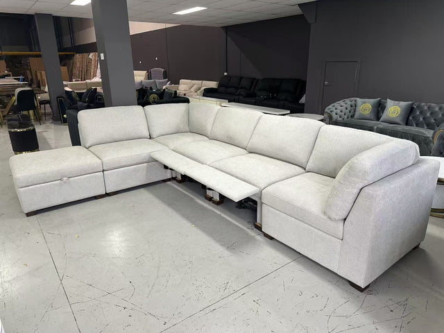 L-Shaped Electric Recliner Velvet Sofa