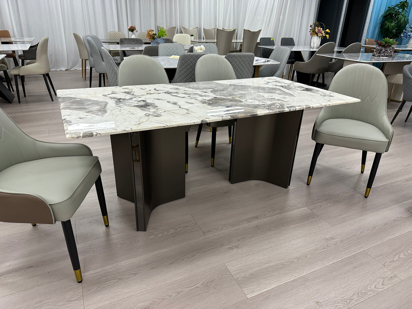 (828) Real Marble Dining Table Stainless Leg