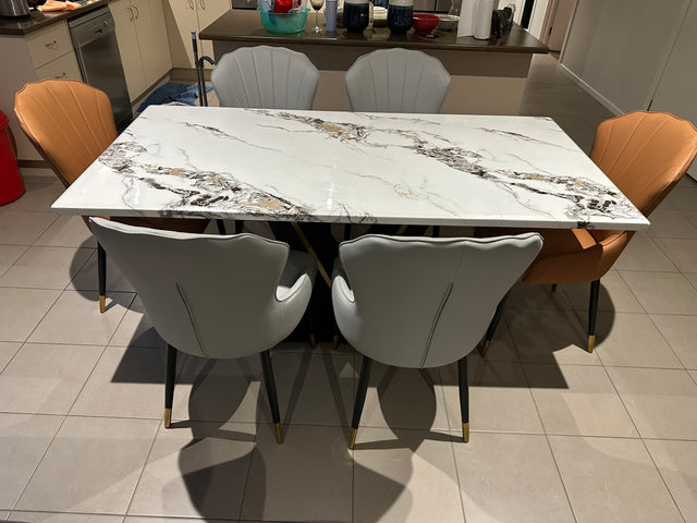 Real Marble Dining Table Stainless Leg