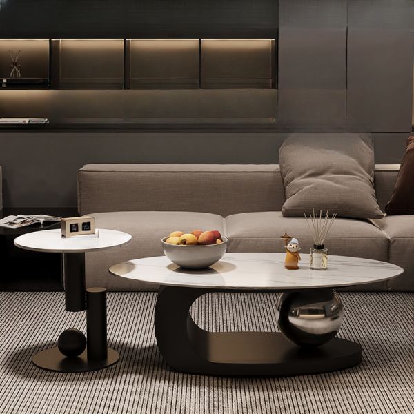 (713) Artificial Marble Oval/Round Coffee Table
