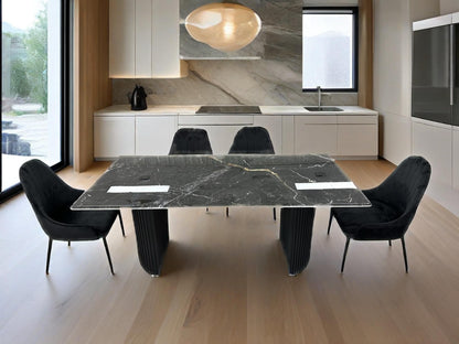 (612) Real Marble Dining Table w/ D Shape Leg