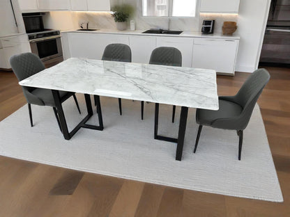 (614) Real Marble Table with T Shape leg