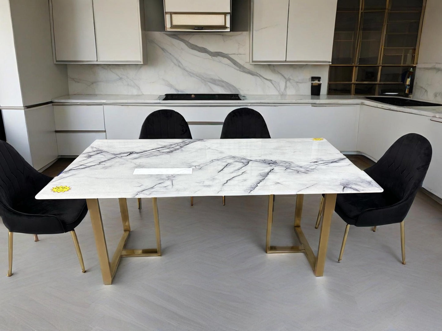 (614) Real Marble Table with T Shape leg