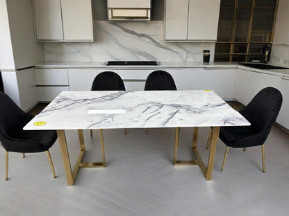 (614) Real Marble Table with T Shape leg