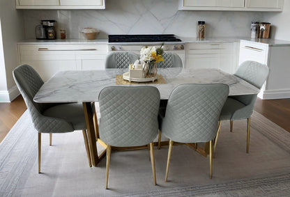 (615) Natural Real Marble Dining Table Stainless Leg