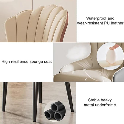 (671) Luxury Shell Shape Leather Dining Chair