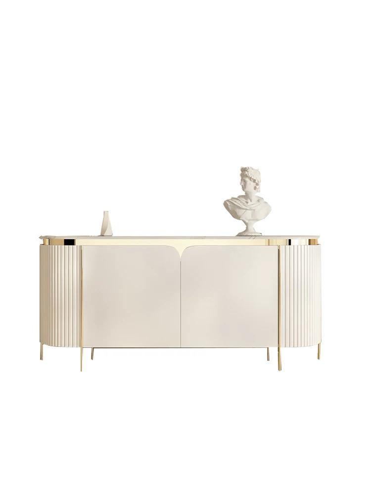 (656) Real Marble Buffet Table with Gold Frame