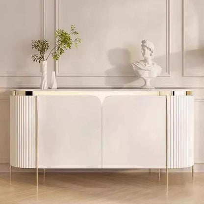 (656) Real Marble Buffet Table with Gold Frame