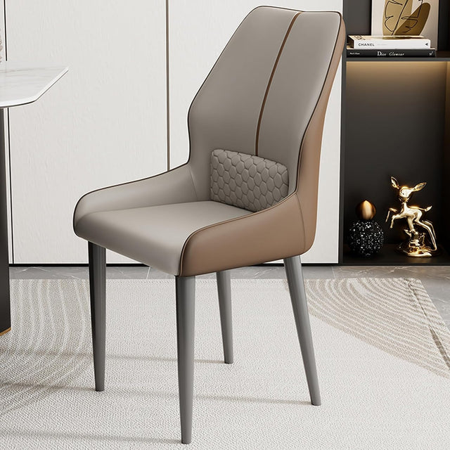 Modern Leather Dining Chairs with Metal Legs Padded Side Chair Comfortable Back