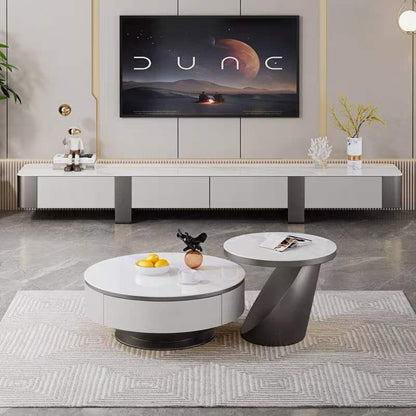 (721) Artificial Marble TV Unit w/ Round Coffee Table