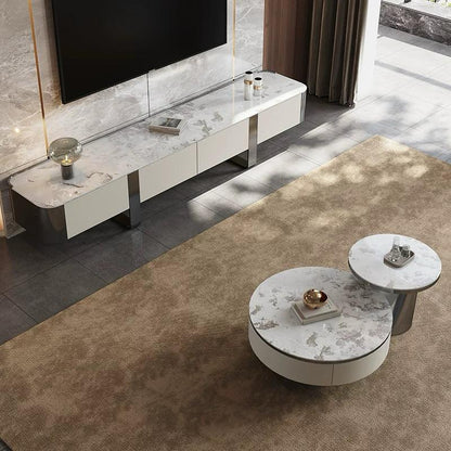 (721) Artificial Marble TV Unit w/ Round Coffee Table