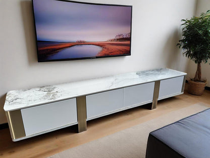 (721) Artificial Marble TV Unit w/ Round Coffee Table