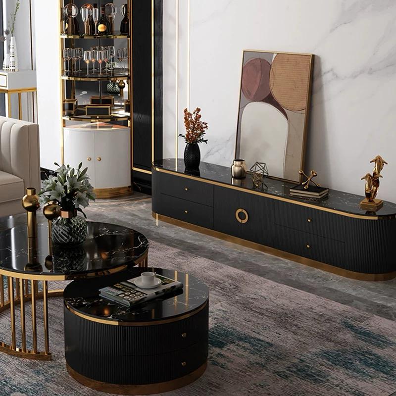 (814) Oval TV Unit w/ Round Coffee Table