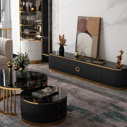 (814) Oval TV Unit w/ Round Coffee Table