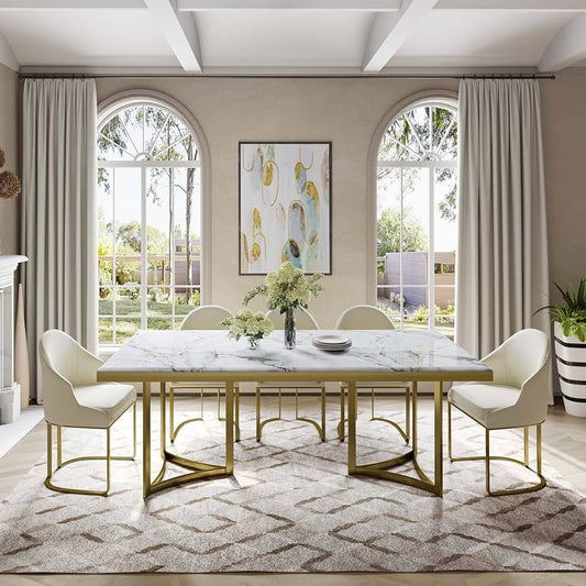 Real Marble Dining Table w/ Gold Leg