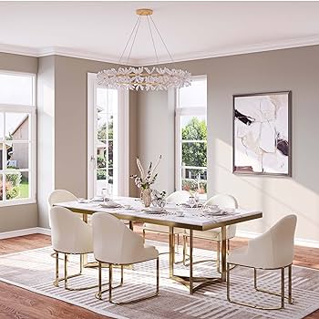 Real Marble Dining Table w/ Gold Leg