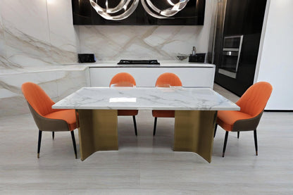 (828) Real Marble Dining Table Stainless Leg