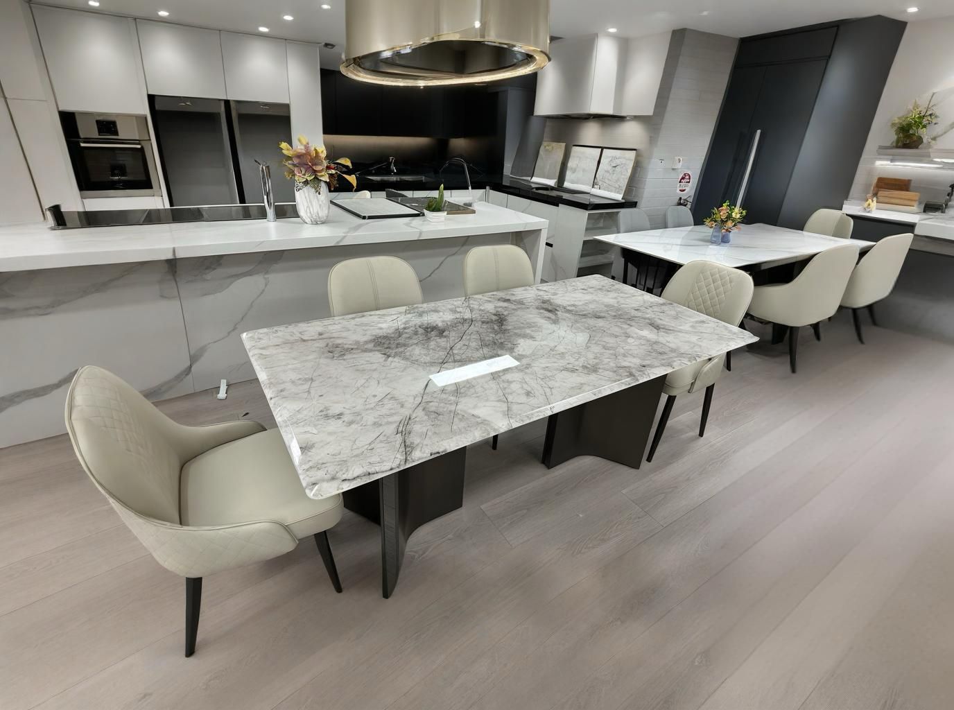 (828) Real Marble Dining Table Stainless Leg