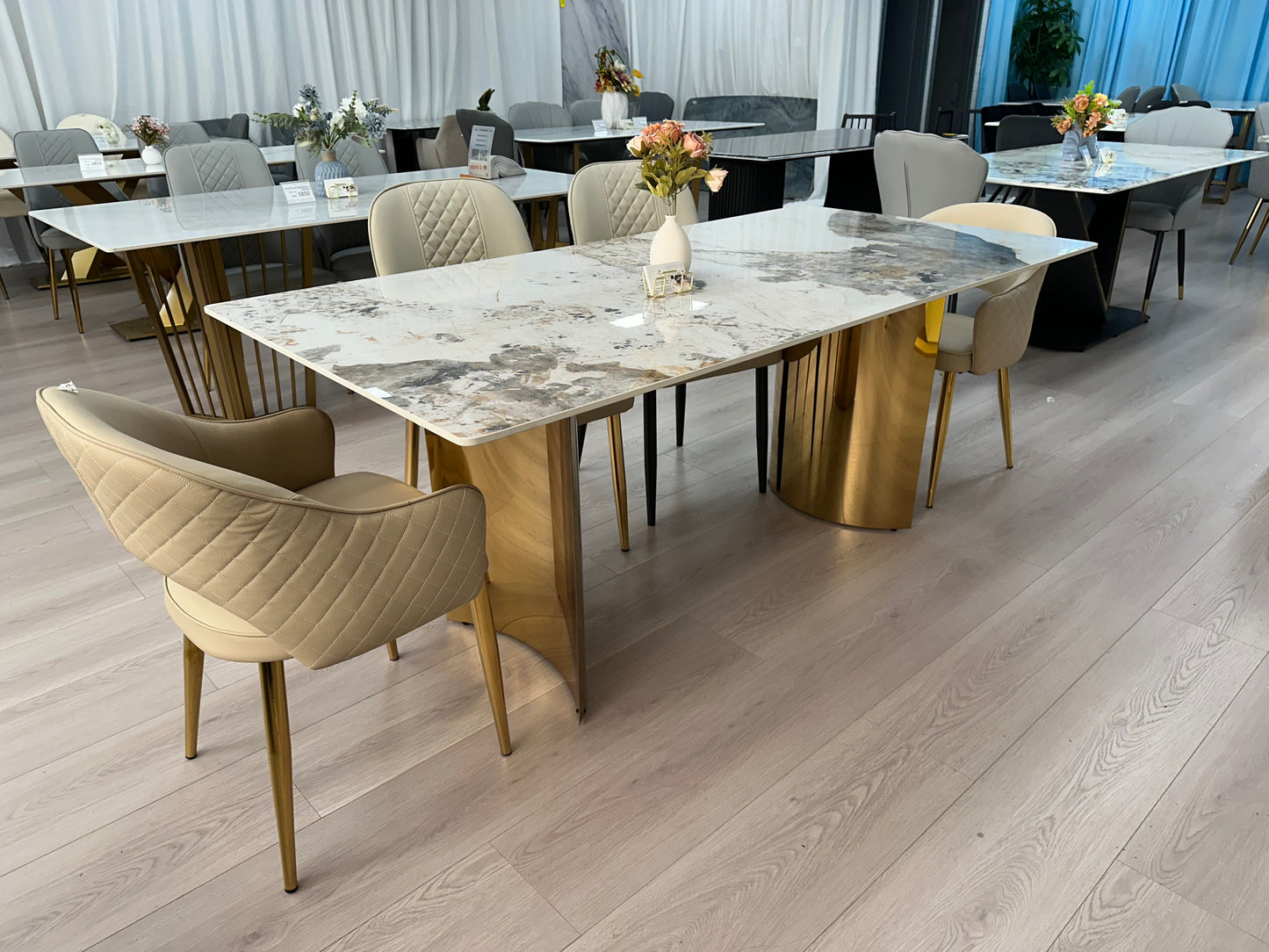(839) Sintered Stone Dining Table w/ Half Circle Shape Leg
