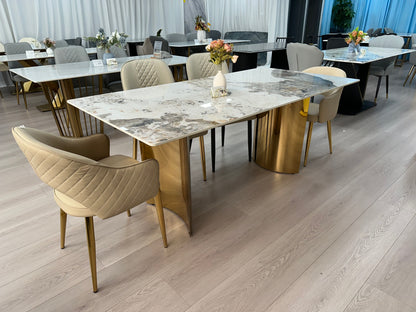 (839) Sintered Stone Dining Table w/ Half Circle Shape Leg