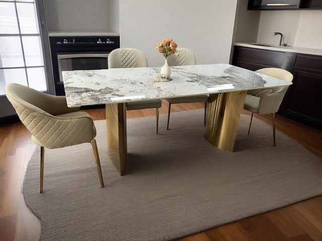 (839) Sintered Stone Dining Table w/ Half Circle Shape Leg