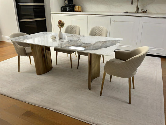 (839) Sintered Stone Dining Table w/ Half Circle Shape Leg