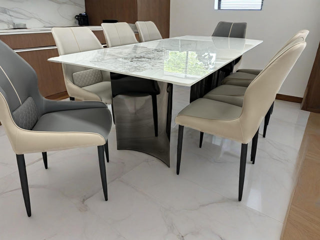 (839) Sintered Stone Dining Table w/ Half Circle Shape Leg