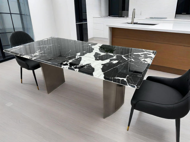 (839) Sintered Stone Dining Table w/ Half Circle Shape Leg