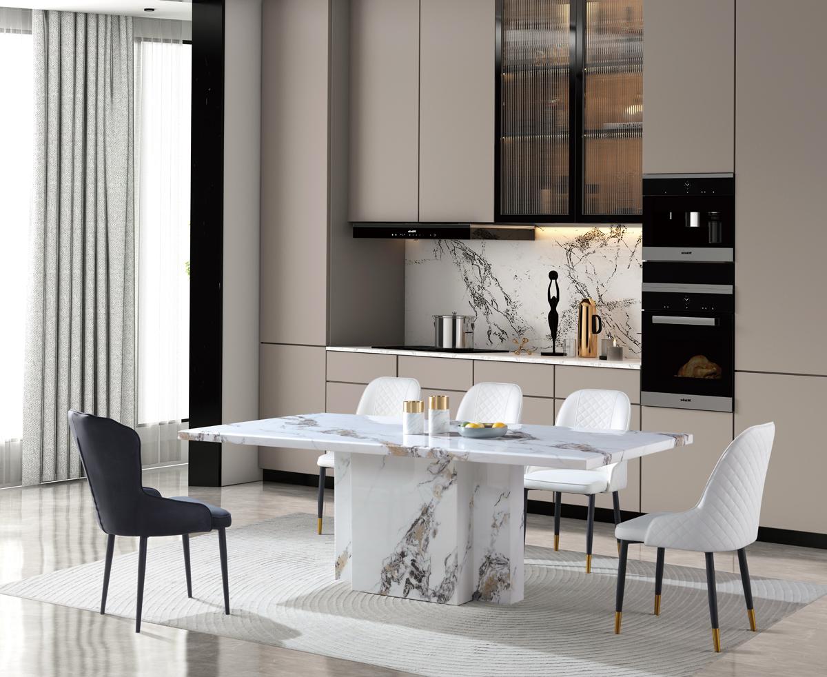 (8810-5) Real Marble Dining Table W/ Single Marble Leg