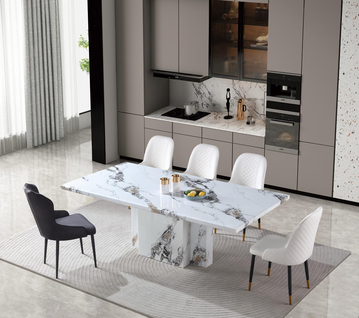 (8810-5) Real Marble Dining Table W/ Single Marble Leg
