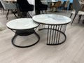 Black Round Marble Coffee Table 2pc set