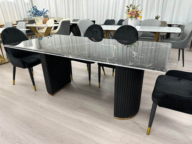 Real Marble Dining Table White /black D Leg