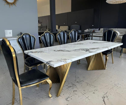Real Marble 3cm Thicker Dining Table Stainless Leg
