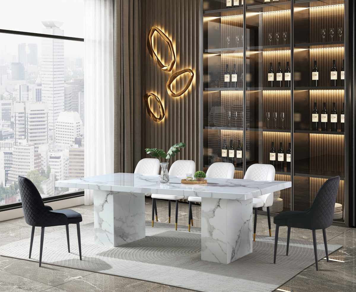 (8810-5) Real Marble Dining Table W/ Double Marble Leg