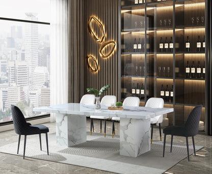 (8810-5) Real Marble Dining Table W/ Double Marble Leg