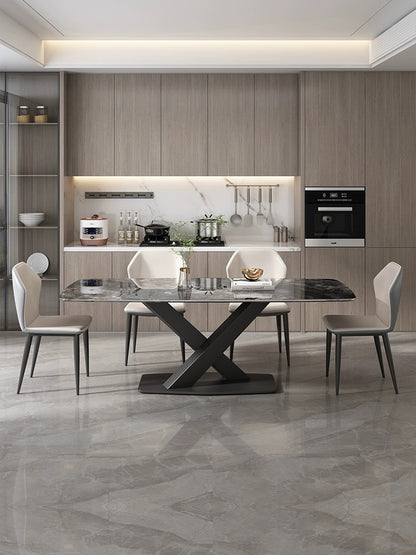 Real Marble Dining Table w/ X Shape Leg