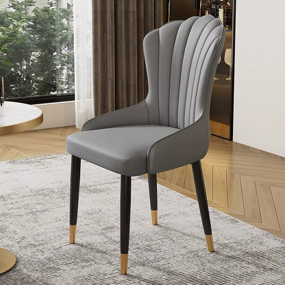 (671) Luxury Shell Shape Leather Dining Chair